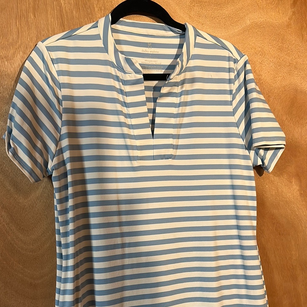 Dudley Stephens Blue and White Striped Maxi Dress